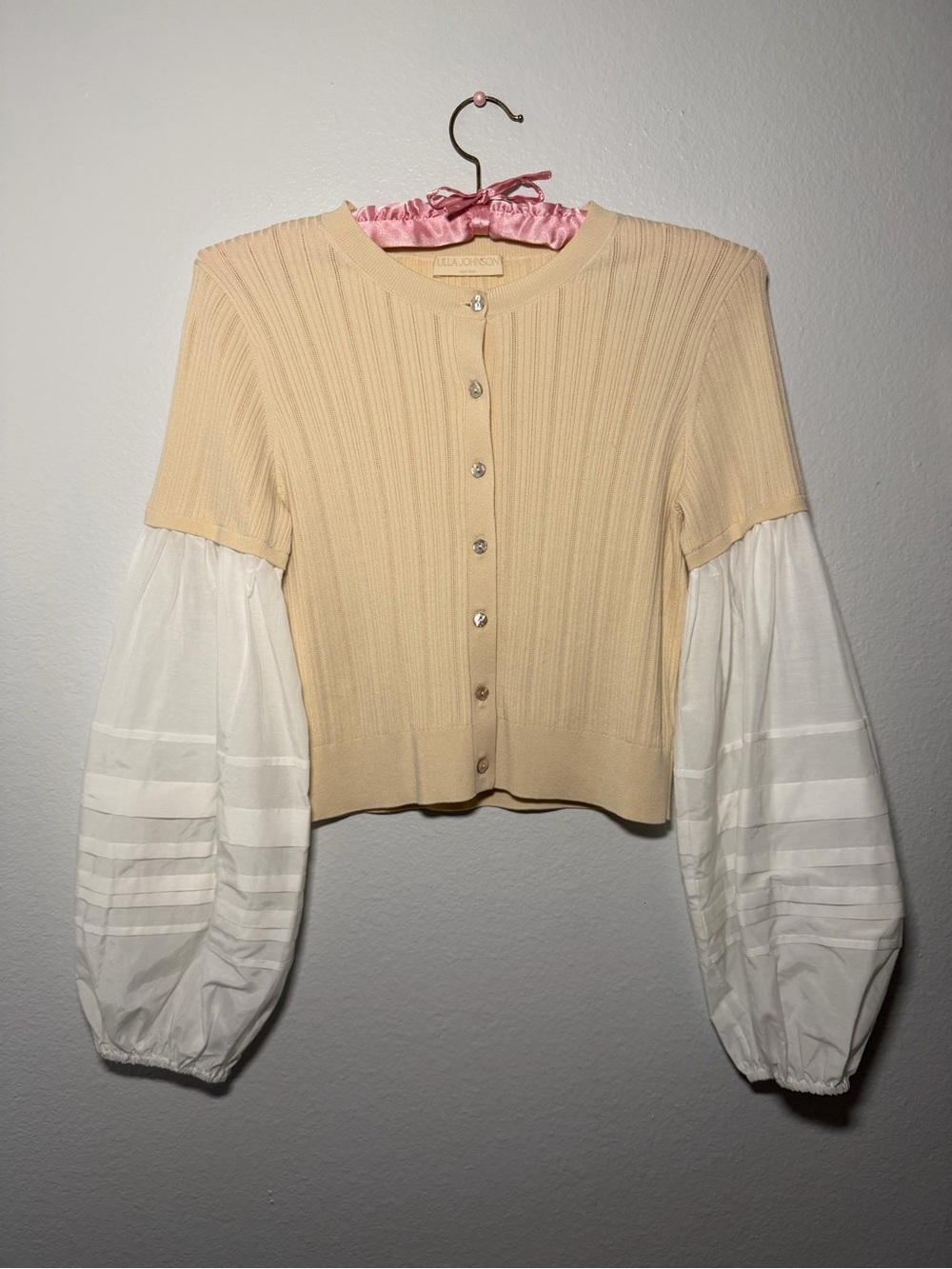 Ulla Johnson Beige Ribbed Button-Front Cardigan - Picture 6 of 8